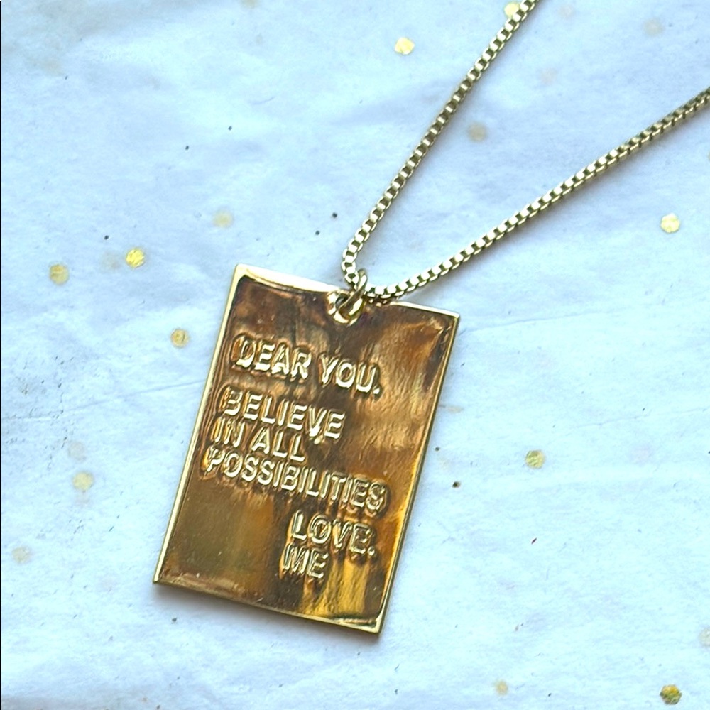 Long Gold Chain Giving Keys Inspirational Affirmation Charm Necklace Believe